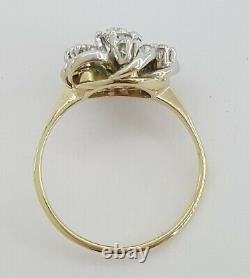 0.8 ct Antique Victorian 14k & Platinum Old Mine Cut Flower Engagement Ring