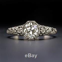 0.90ct OLD MINE CUT DIAMOND VINTAGE ENGAGEMENT RING WHITE GOLD SOLITAIRE ANTIQUE
