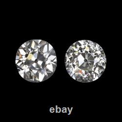 0.96ct I VS1-SI1 OLD EUROPEAN CUT DIAMOND STUD EARRINGS PAIR VINTAGE ANTIQUE 1ct