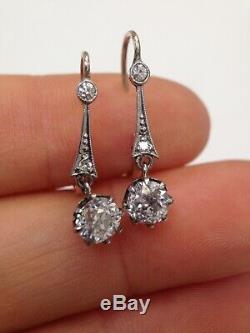 1.05 CTW Old Mine Diamond Antique Victorian Dangle Drop Earrings