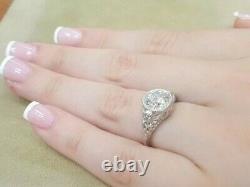 1.55ct Platinum Vintage engagement RING ROUND OLD MINE CUT Diamond SI2-H