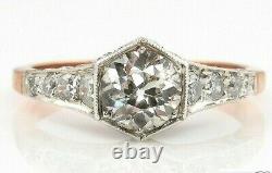 1.62ct Antique Vintage Edwardian Old Euro Diamond Engagement Wedding Ring Egl Us