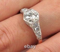 1.62ct Antique Vintage Edwardian Old Euro Diamond Engagement Wedding Ring Egl Us