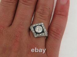 1.67 Art Deco Old Mine Cut Center Diamond Sapphires Diamonds Platinum Ring