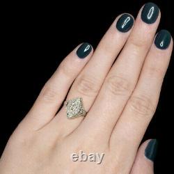 1.75ct GIA CERTIFIED OLD MARQUISE CUT DIAMOND ENGAGEMENT RING VINTAGE ANTIQUE ER