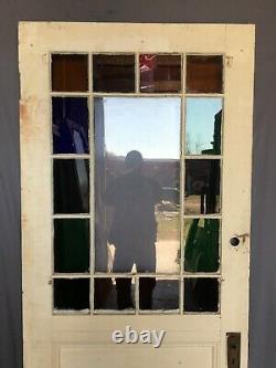 1 Antique Exterior Stained Glass 36x83 Entryway Door Vintage Brown Old 452 -21B