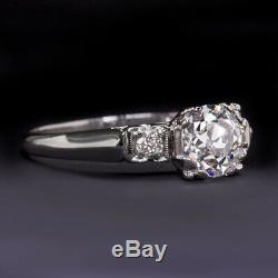 1 Carat Antique F Si2 Old European Cut Diamond Platinum Engagement Ring Vintage