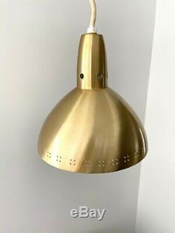 1 New Old Stock Vintage Mid Century Modern Brass Hanging Pendant Cone Lamp Light