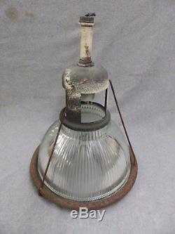 1 Vintage Industrial 12 Holophane Pendant Light Old Factory Steampunk 573-16