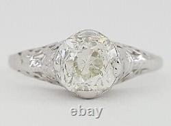 1 ct Old Mine Diamond Antique Victorian Platinum Solitaire Engagement Ring GIA