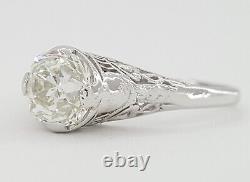 1 ct Old Mine Diamond Antique Victorian Platinum Solitaire Engagement Ring GIA