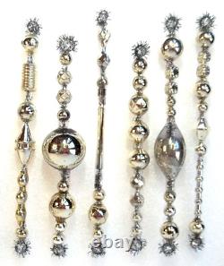 12 OLD ANTIQUE & VINTAGE 4.5 6 MERCURY GLASS BEAD Tinsel ICICLE ORNAMENTS