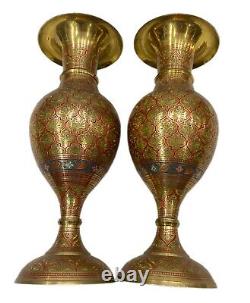 12Old Antique Vintage Brass Flower Vase Showpiece Collectible Gift Decor Item