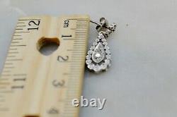 14K White Gold Diamond Old Mine Cut Antique Art Deco Earrings