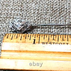 14K White Gold European Old Mine Cut. 25 ctw Diamond Antique Art Deco Stick Pin