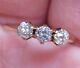 14k Antique Vintage Art Deco 3 Old Mine Cut Vs Natural Diamond Engagement Ring