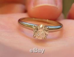 14k Antique Vintage Art Deco Vs Old European Cut Natural Diamond Engagement Ring