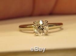 14k Antique Vintage Art Deco Vs Old European Cut Natural Diamond Engagement Ring