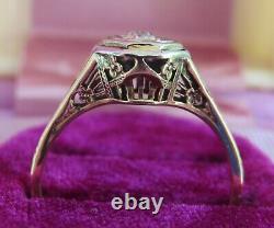 14k Antique Vintage Natural Vs Mine Diamond Solitaire Engagement Filigree Ring