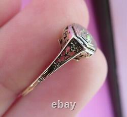 14k Antique Vintage Natural Vs Mine Diamond Solitaire Engagement Filigree Ring