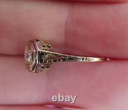 14k Antique Vintage Natural Vs Mine Diamond Solitaire Engagement Filigree Ring