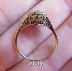 14k Antique Vintage Natural Vs Mine Diamond Solitaire Engagement Filigree Ring