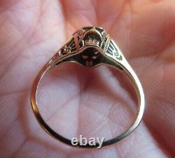 14k Antique Vintage Natural Vs Mine Diamond Solitaire Engagement Filigree Ring