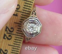 14k Antique Vintage Natural Vs Mine Diamond Solitaire Engagement Filigree Ring