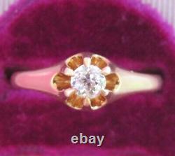 14k Antique Vintage Old Mine Cut Natural Vs Diamond Solitaire Engagement Ring