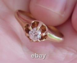 14k Antique Vintage Old Mine Cut Natural Vs Diamond Solitaire Engagement Ring