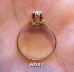 14k Antique Vintage Old Mine Cut Natural Vs Diamond Solitaire Engagement Ring