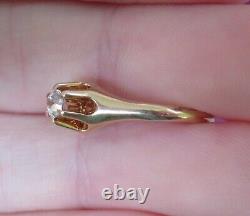 14k Antique Vintage Old Mine Cut Natural Vs Diamond Solitaire Engagement Ring