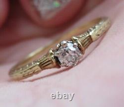 14k Antique Vintage Vs Old Mine Cut Natural Diamond Engagement Ring Art Deco Wow