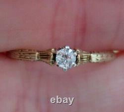 14k Antique Vintage Vs Old Mine Cut Natural Diamond Engagement Ring Art Deco Wow