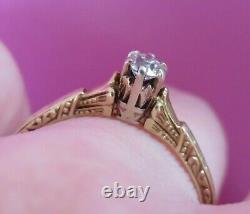 14k Antique Vintage Vs Old Mine Cut Natural Diamond Engagement Ring Art Deco Wow