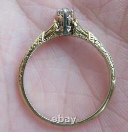 14k Antique Vintage Vs Old Mine Cut Natural Diamond Engagement Ring Art Deco Wow