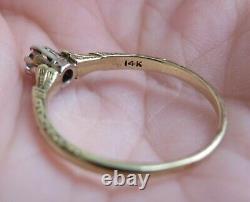 14k Antique Vintage Vs Old Mine Cut Natural Diamond Engagement Ring Art Deco Wow