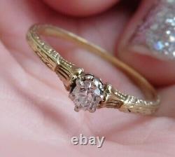 14k Antique Vintage Vs Old Mine Cut Natural Diamond Engagement Ring Art Deco Wow