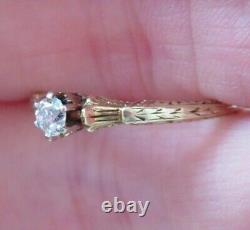 14k Antique Vintage Vs Old Mine Cut Natural Diamond Engagement Ring Art Deco Wow