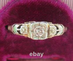 14k Ring O Romance Antique Vintage Art Deco Floral Old Diamond Engagement Ring