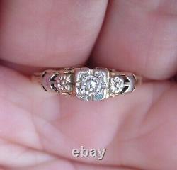 14k Ring O Romance Antique Vintage Art Deco Floral Old Diamond Engagement Ring