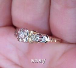 14k Ring O Romance Antique Vintage Art Deco Floral Old Diamond Engagement Ring