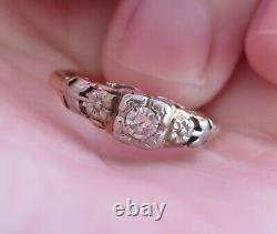 14k Ring O Romance Antique Vintage Art Deco Floral Old Diamond Engagement Ring