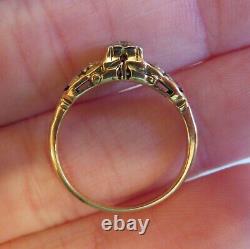 14k Ring O Romance Antique Vintage Art Deco Floral Old Diamond Engagement Ring