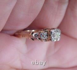 14k Ring O Romance Antique Vintage Art Deco Floral Old Diamond Engagement Ring