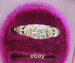 14k Ring O Romance Antique Vintage Art Deco Floral Old Diamond Engagement Ring