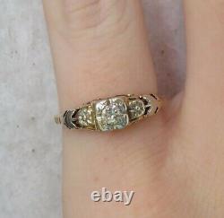 14k Ring O Romance Antique Vintage Art Deco Floral Old Diamond Engagement Ring