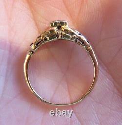 14k Ring O Romance Antique Vintage Art Deco Floral Old Diamond Engagement Ring