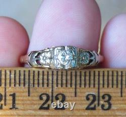 14k Ring O Romance Antique Vintage Art Deco Floral Old Diamond Engagement Ring