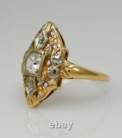 14k Yellow Gold Antique Old Mine-Cut Diamond Ring 0.32tdw Size 5.5